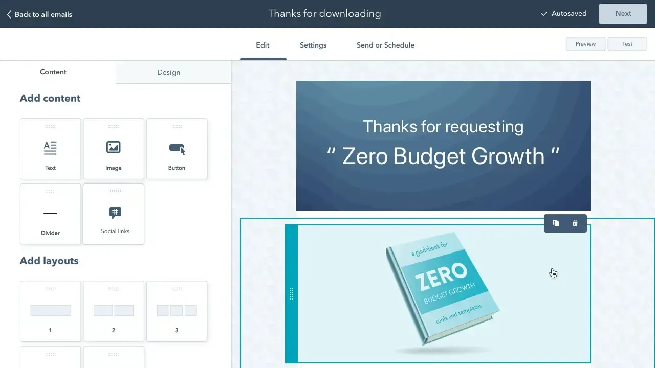 hubspot’s free email marketing tool, email sequence