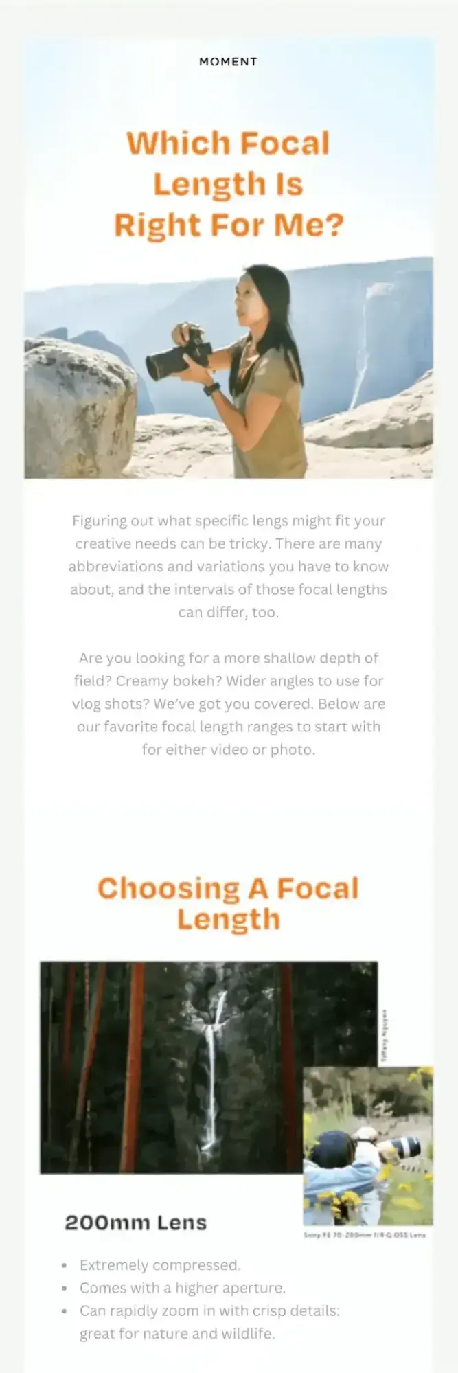 nurturing email example from moment, email sequence