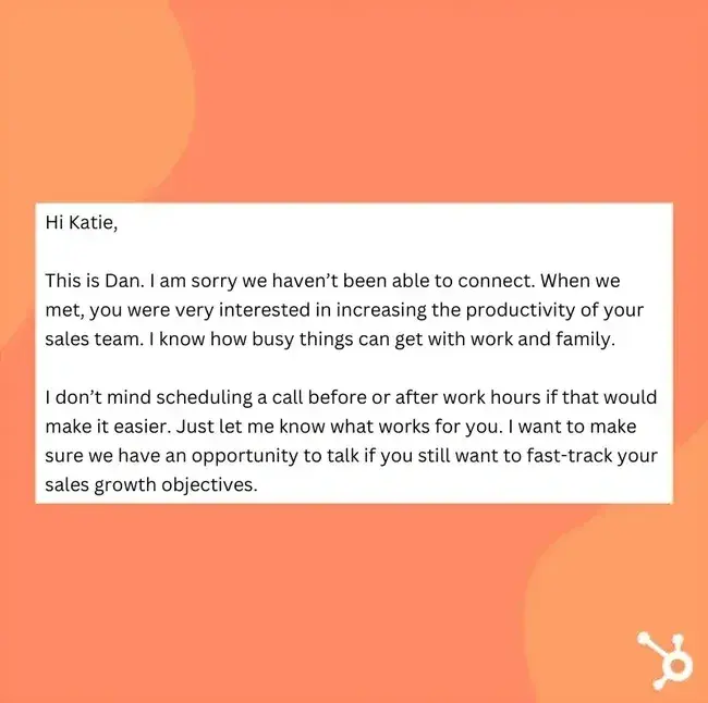 follow-up email example, email sequence