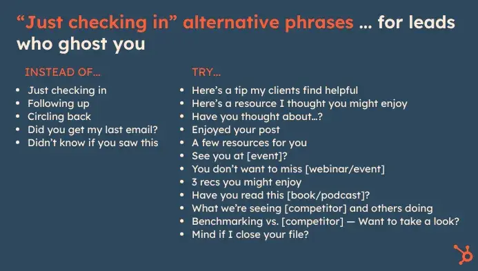 just checking in email alternatives for leads who ghost you
