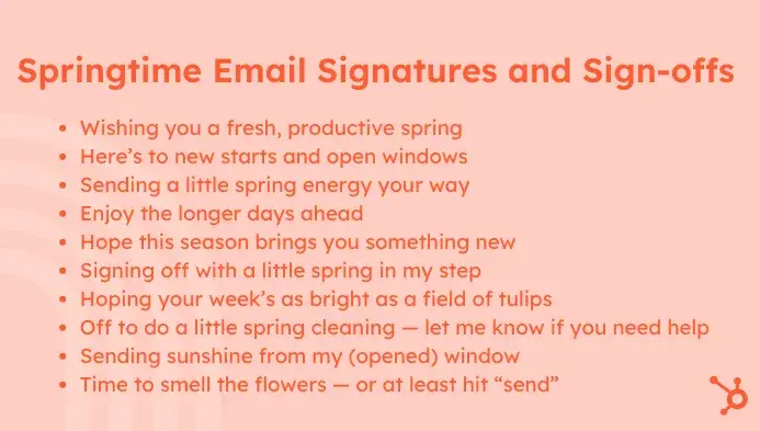 spring email signatures and sign-offs