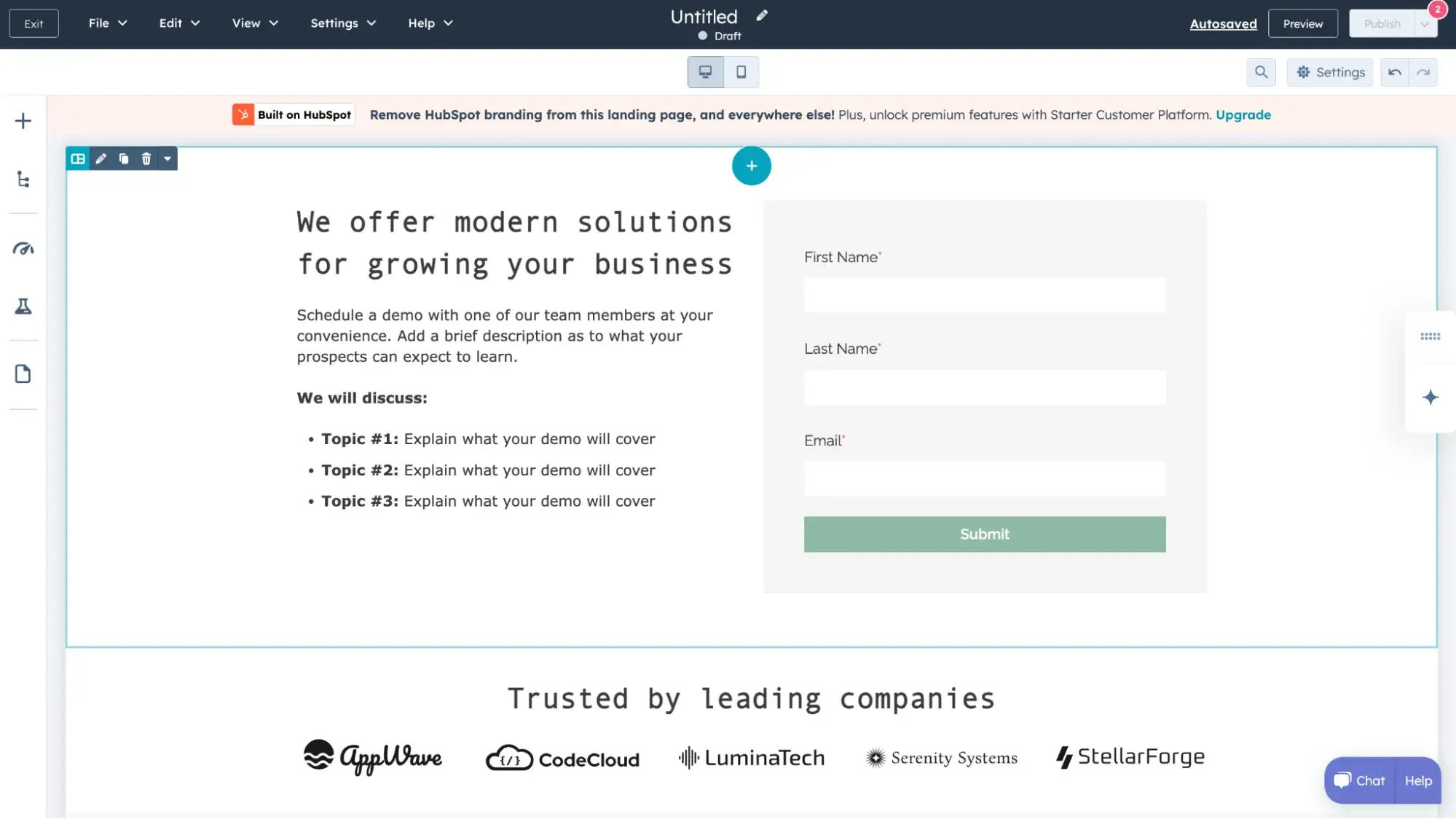 hubspot is a b2b lead generation software that offers landing pages, pop-up forms, and more.