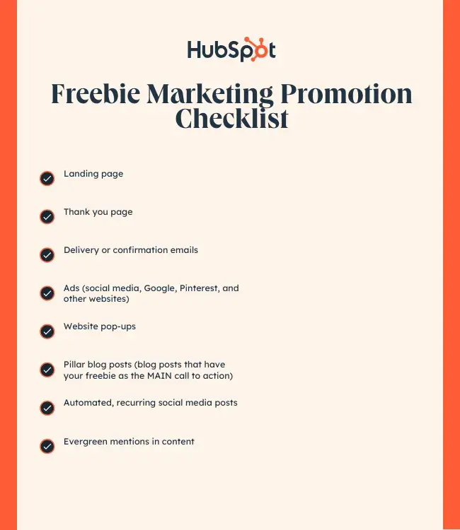 freebie marketing promotion checklist