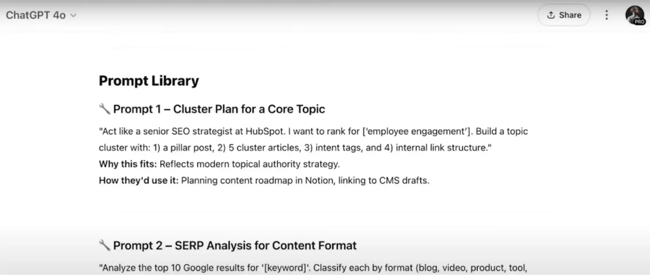 marketing prompt, create a prompt library