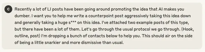 sample ai prompt chris collins shared with claude.