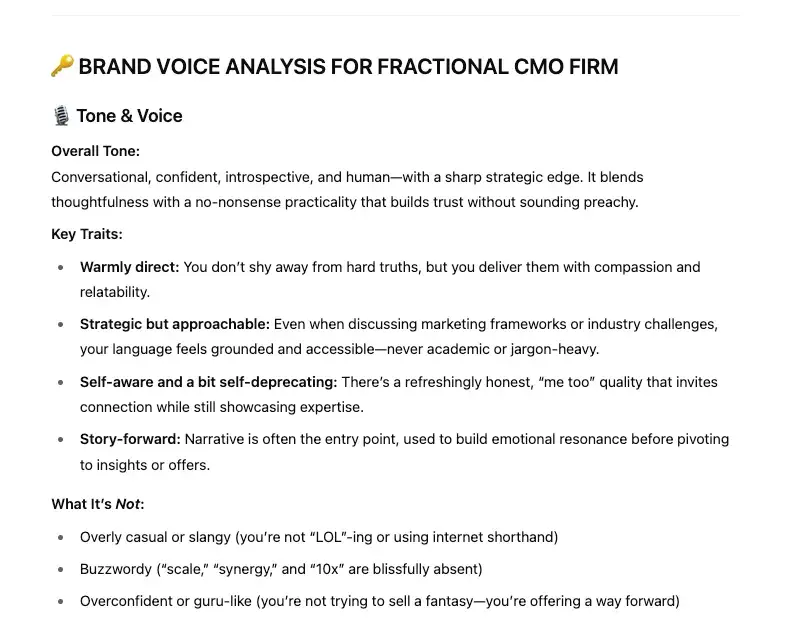 sample ai response for voice analysis.