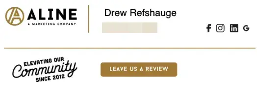 sales email signature example from aline