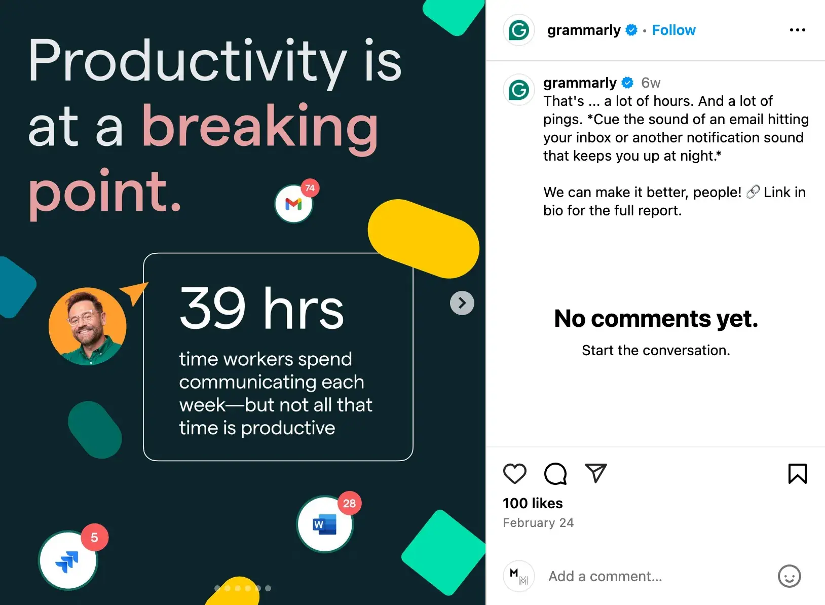 a carousel post from grammarly’s instagramhttps://www.instagram.com/p/dgezssfp_wb/?img_index=1