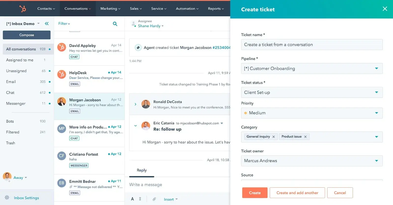a screenshot of hubspot’s CRM user interface