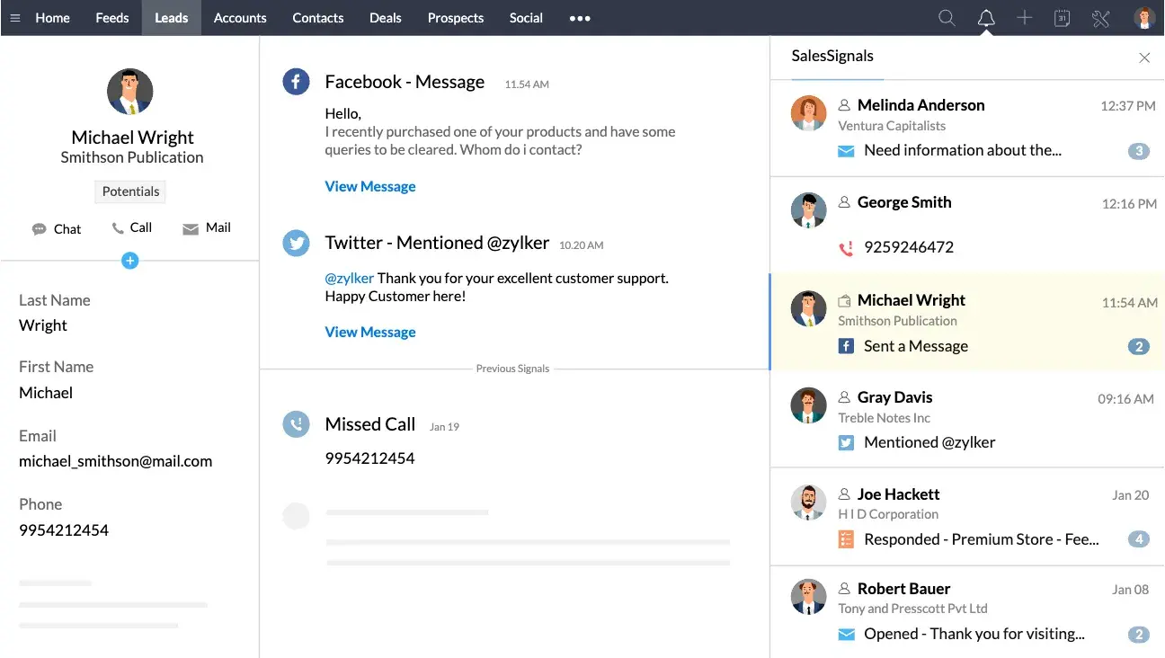 screenshot of possible crm for pest control, zoho