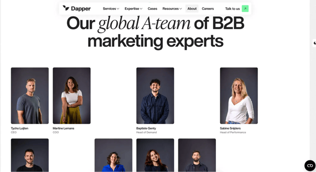 example of consistent photography for team headshots