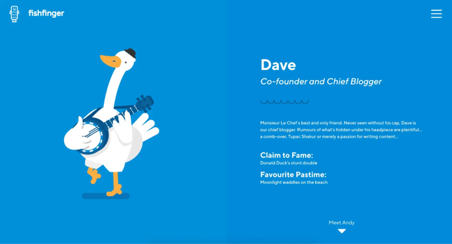 graphic animations for team bios on website