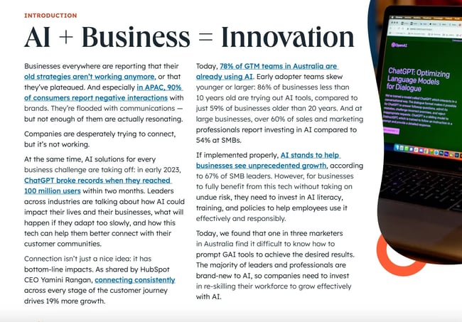 hubspot’s whitepaper on how ai is transforming gtm operations – lead magnet example