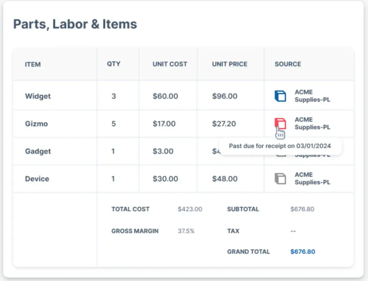 service trade equipment tracking software]