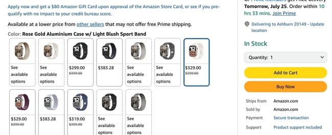 example of Amazon's orange buy now button