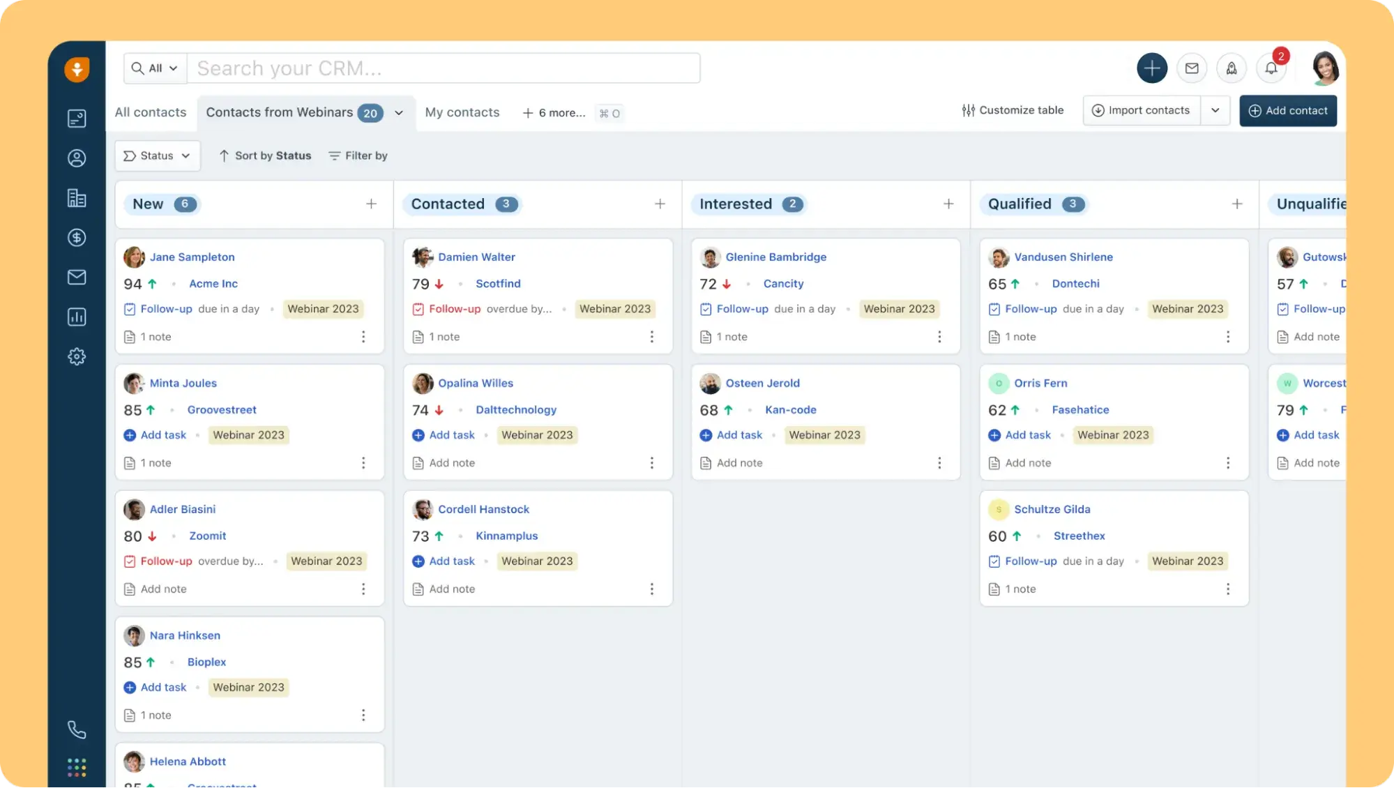freshworks crm interface