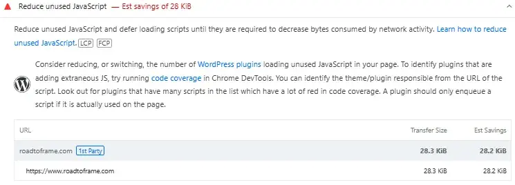 screenshot shows how the seo analysis tool, pagespeed insights, presents actionable data to improve seo.