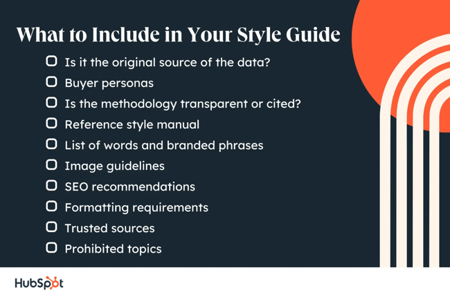 checklist for what to include in your content style guide