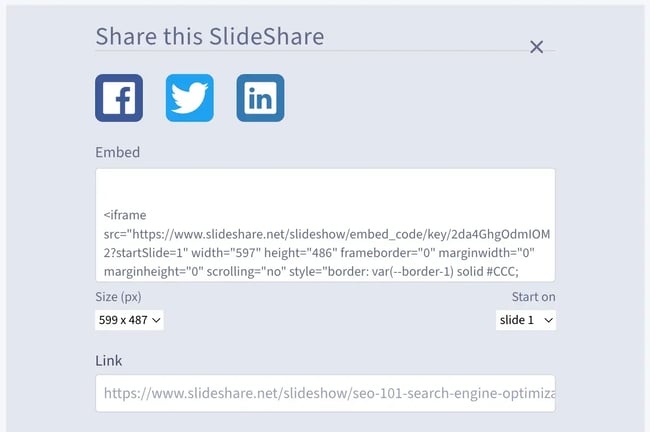 how to embed a slideshare presentation using html embed code