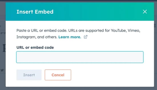 insert html embed codes on hubspot