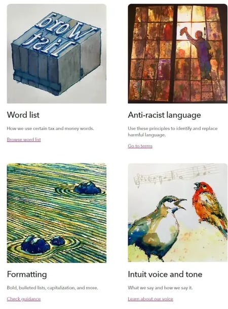 screenshot from intuit’s content style guide