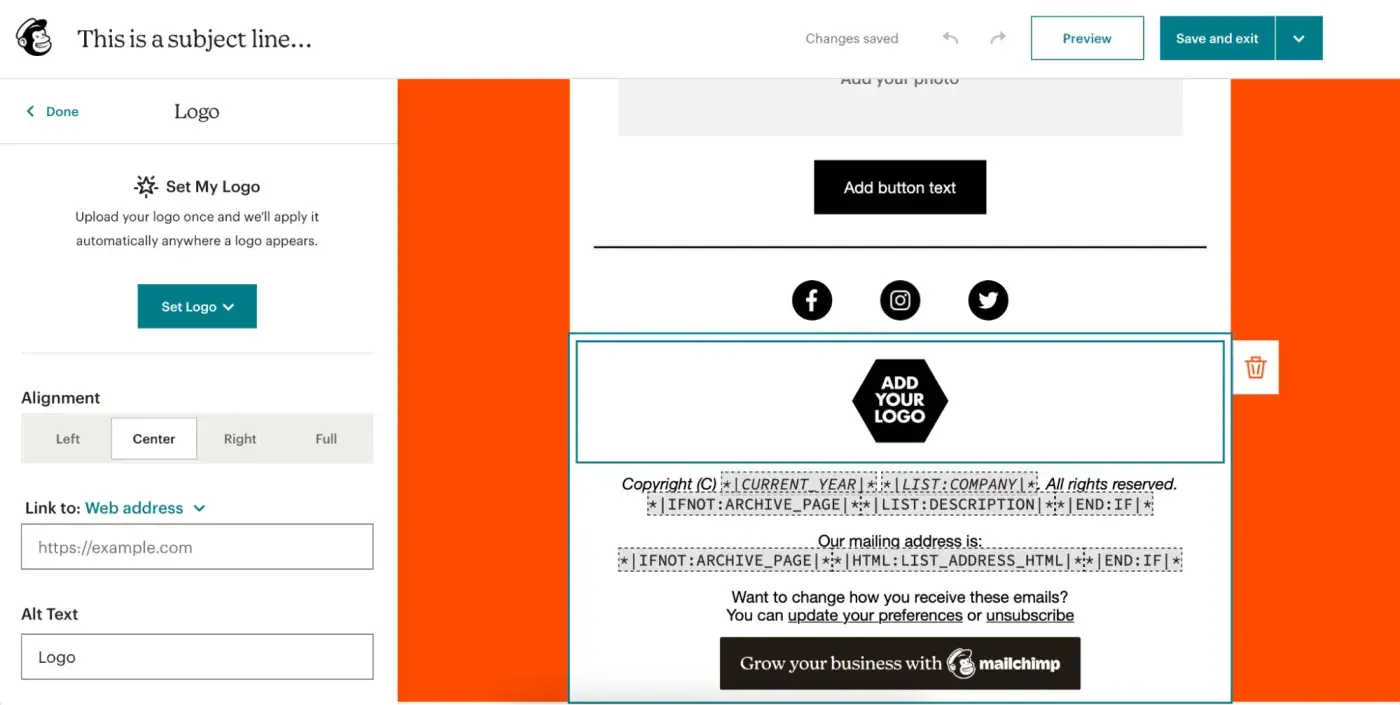 a screenshot of mailchimp’s email marketing software user interface