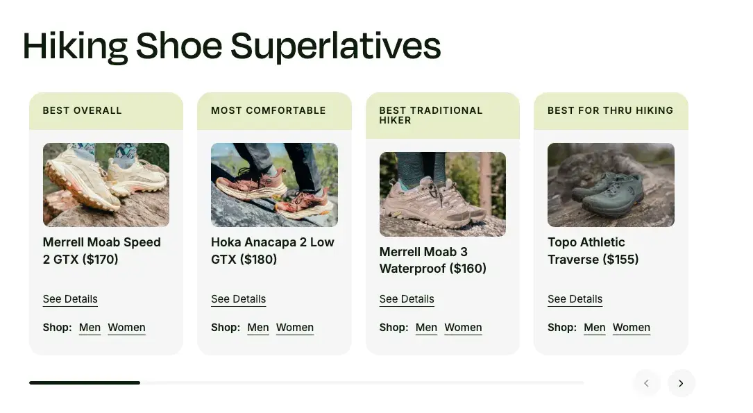 branding differentiation, better trail hiking shoe superlatives